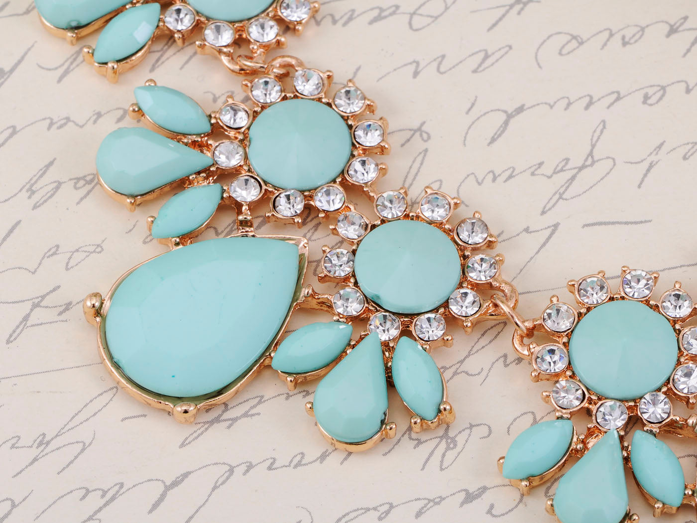 Pastel Colored Blue Teardrops Collar Necklace