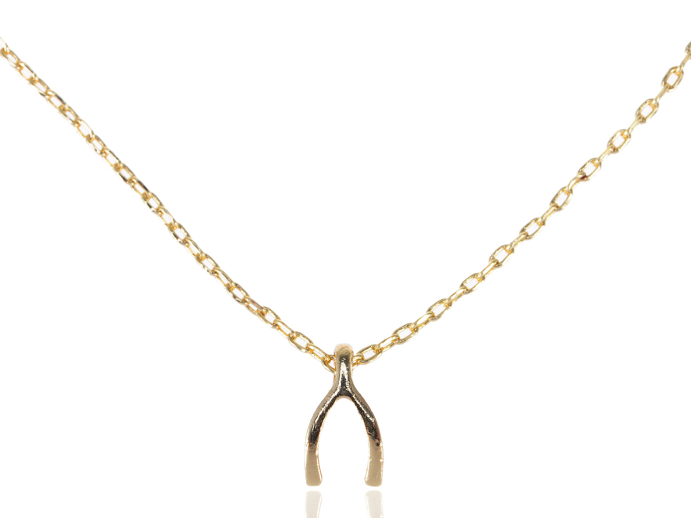 Lucky Charm Wishbone Pendant Necklace