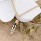 White Accented Bullet Shaped Pendant Necklace