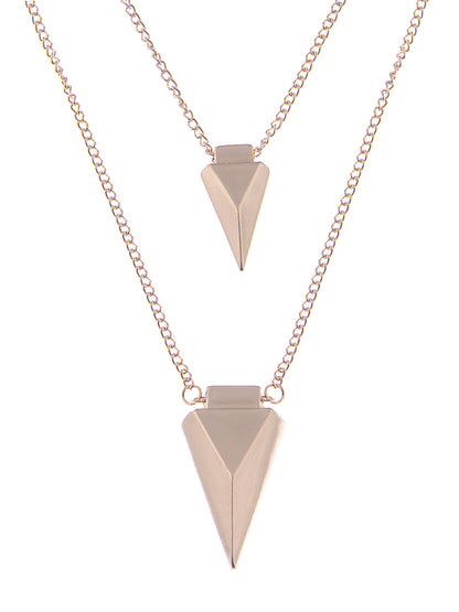 Pyramid Shaped Twin Pendant Linked Chain Necklace