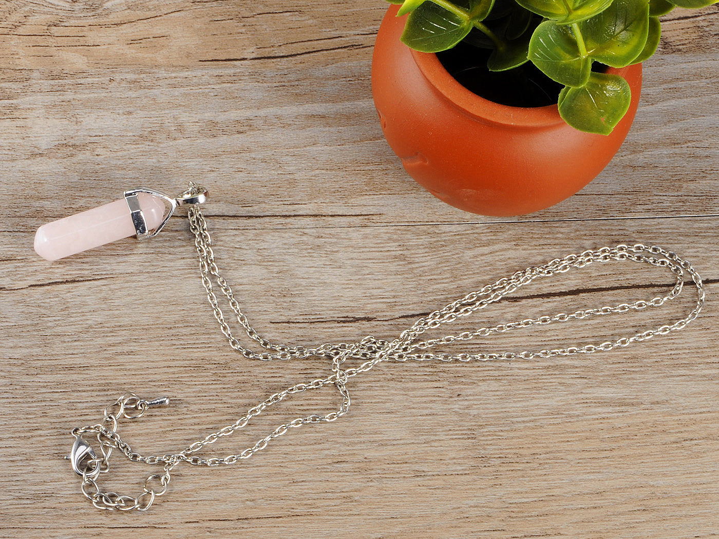 Contemporary Pink Bullet Pendant Necklace