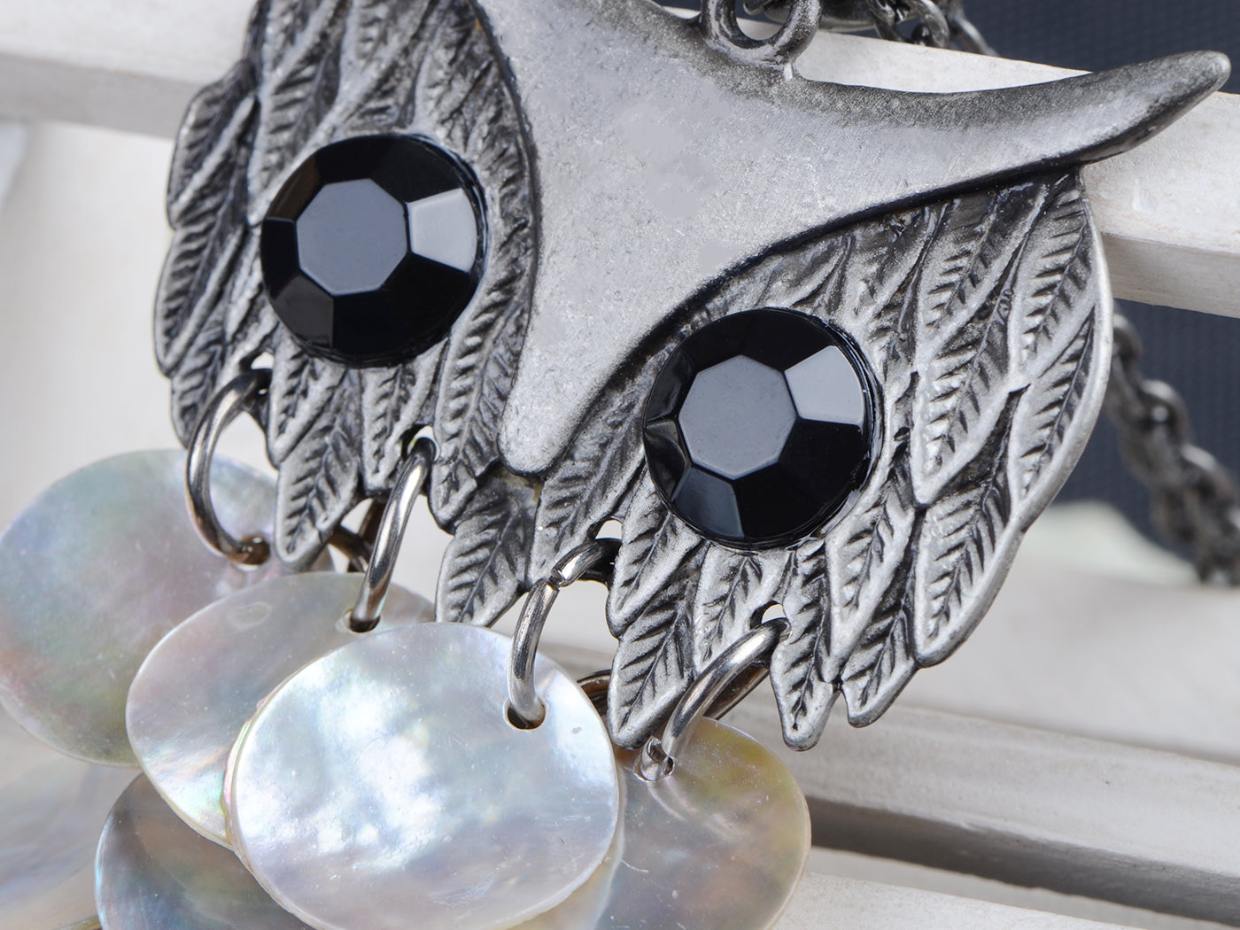 Silver Sea Shell Body Hooting Owl Brass Necklace Pendant