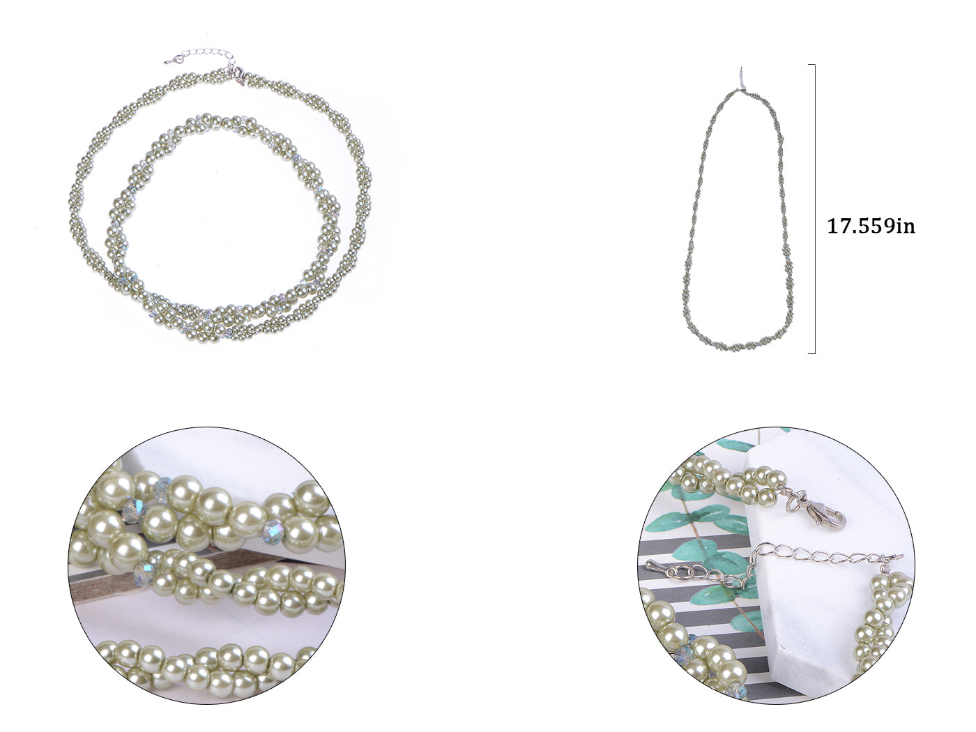 Multi Strand Wedding Simulated Pearls First Lady Flapper Party Necklace 36.02''