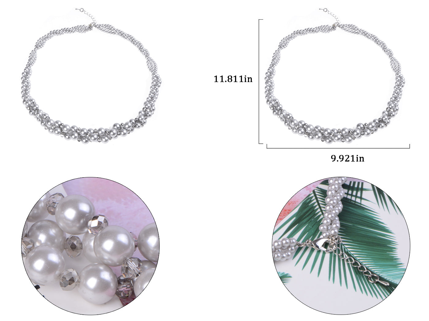 Pearl Multi Strand Twisted Wedding Party Necklace