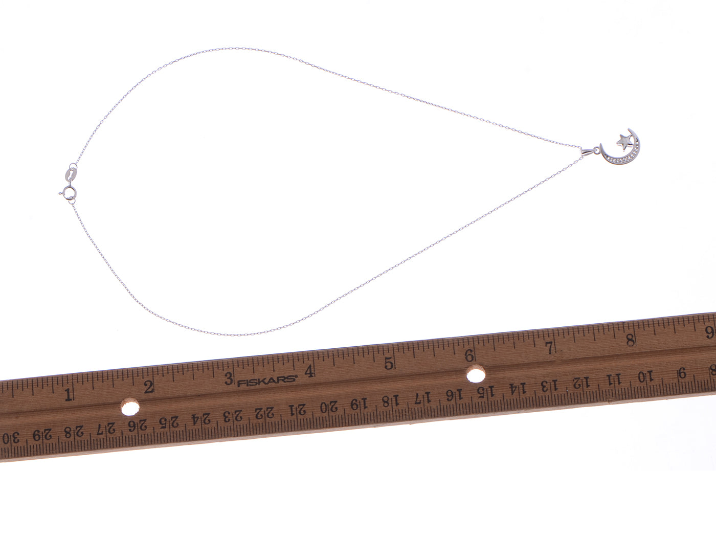 Crescent Moon Star Silver 925 Chain Blue Elements Necklace