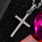 925 Silver Chain Zircon Cross Pendant Necklace Birthday Gift