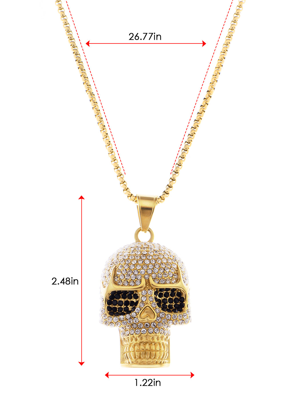 Iridescent Halloween Skeleton Skull Head Pendant Necklace