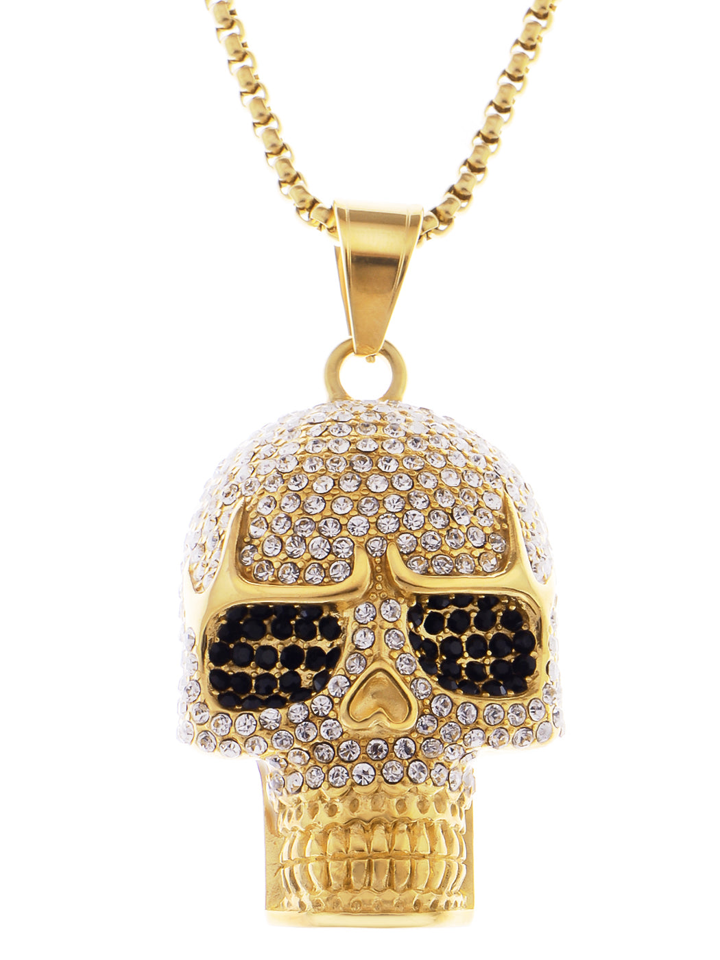 Iridescent Halloween Skeleton Skull Head Pendant Necklace