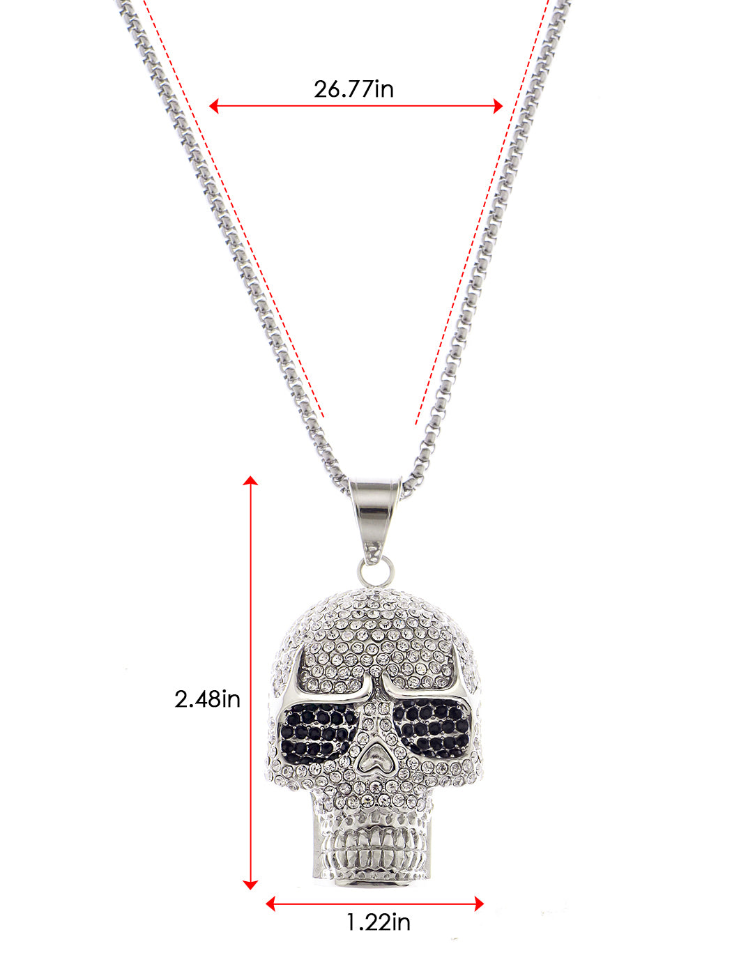 Iridescent Halloween Skeleton Skull Head Pendant Necklace