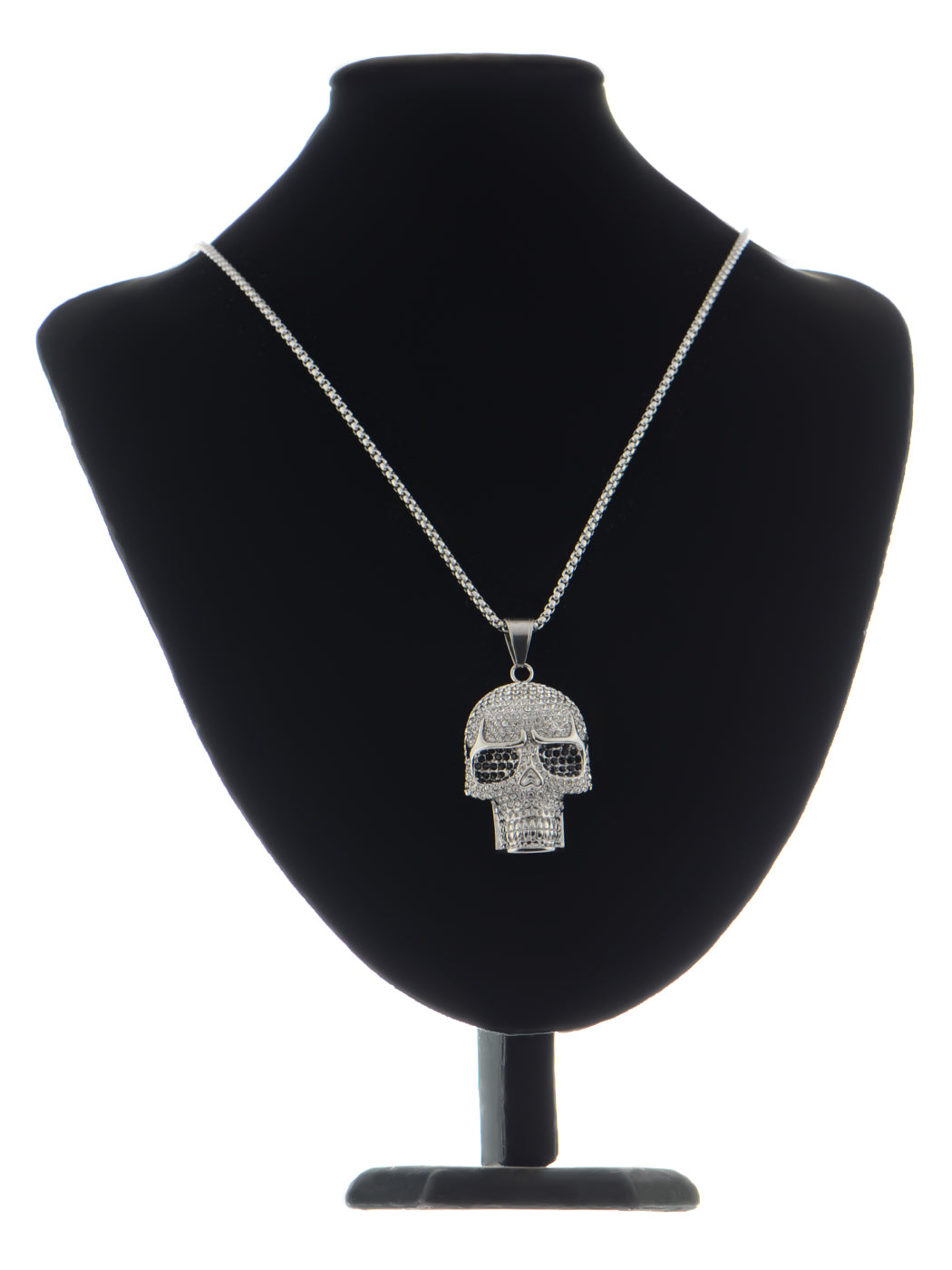 Iridescent Halloween Skeleton Skull Head Pendant Necklace