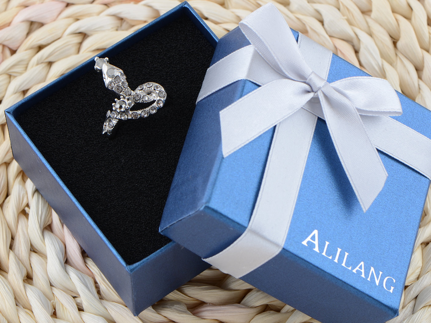 Design Jet Black Encrusted Snake Sized Ring