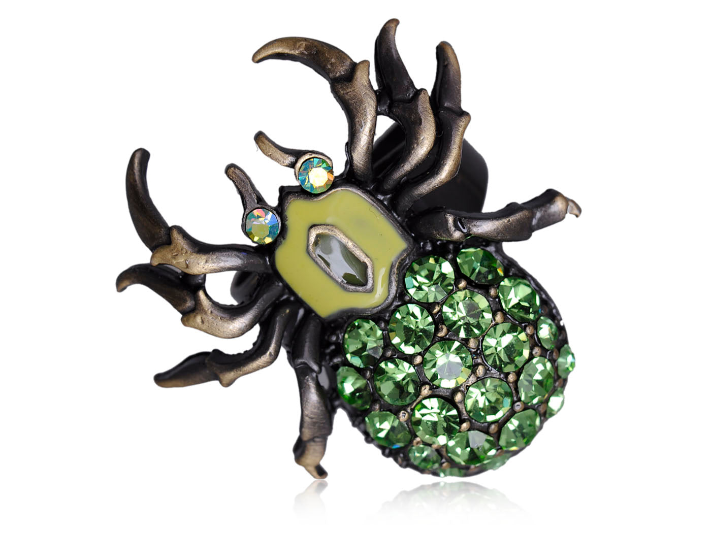 Bronze Brass Peridot Green Body Spider Insect Bug Ring