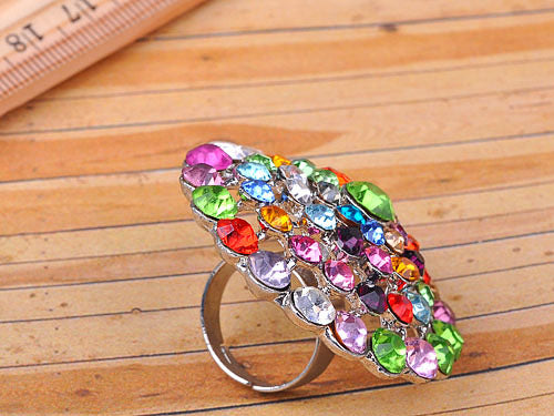 Stunning Round Multicolor Floral Jewelry Ring