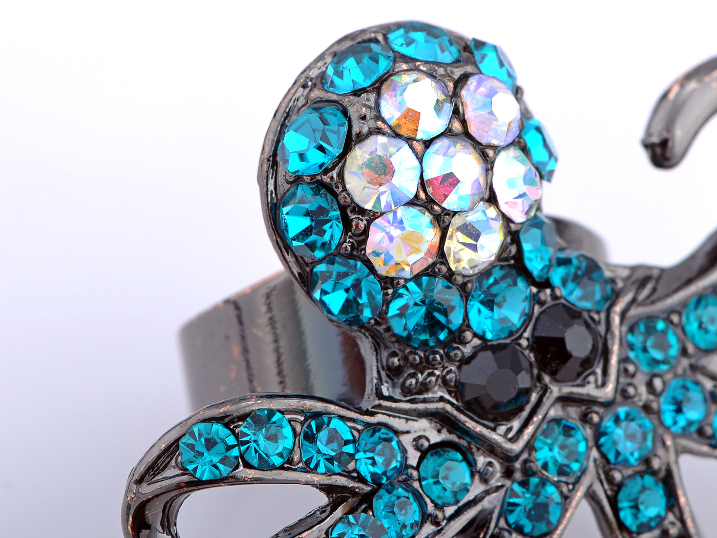 Gun Light Blue Nautical Octopus Ring