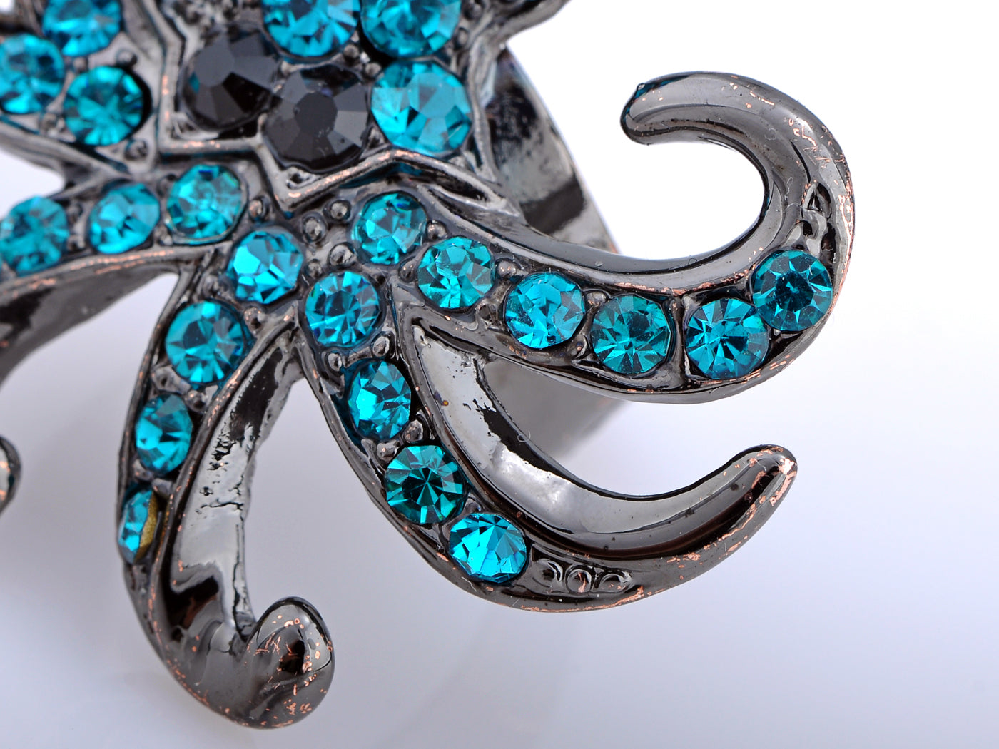 Gun Light Blue Nautical Octopus Ring