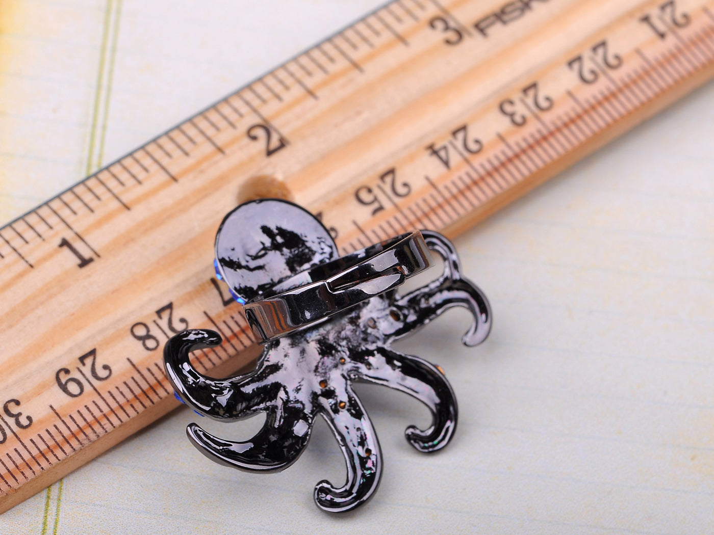 Gun Light Blue Nautical Octopus Ring