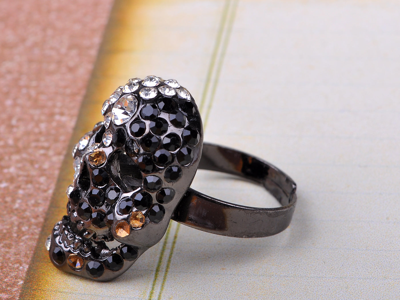 Mesmerizing Black Gun Plated Skull Head Ring