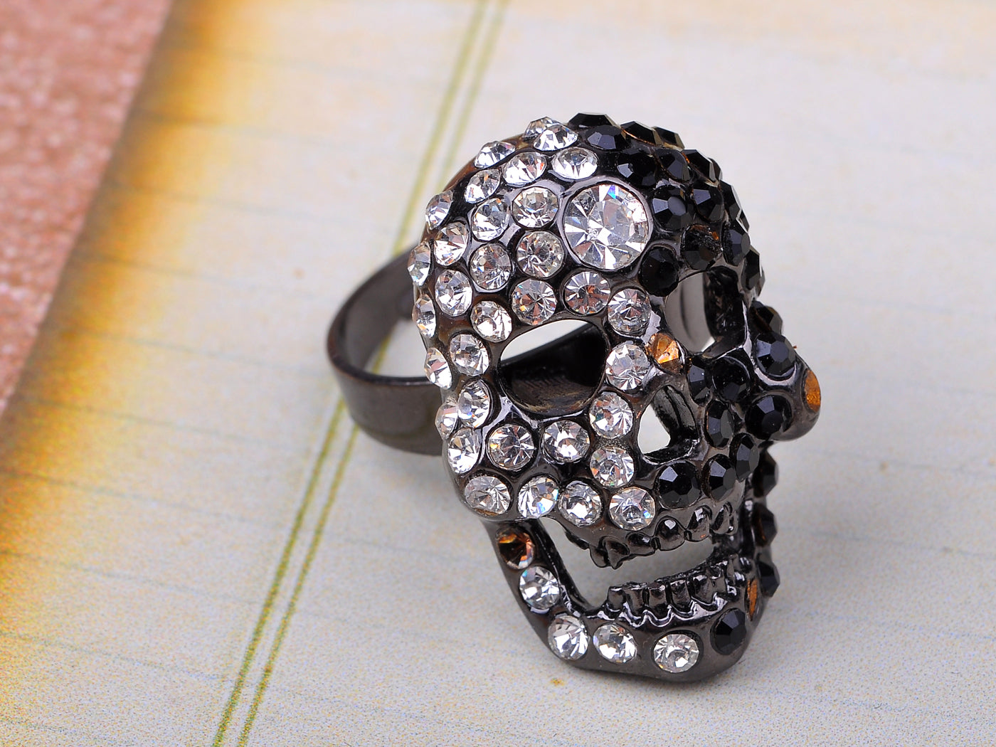 Mesmerizing Black Gun Plated Skull Head Ring