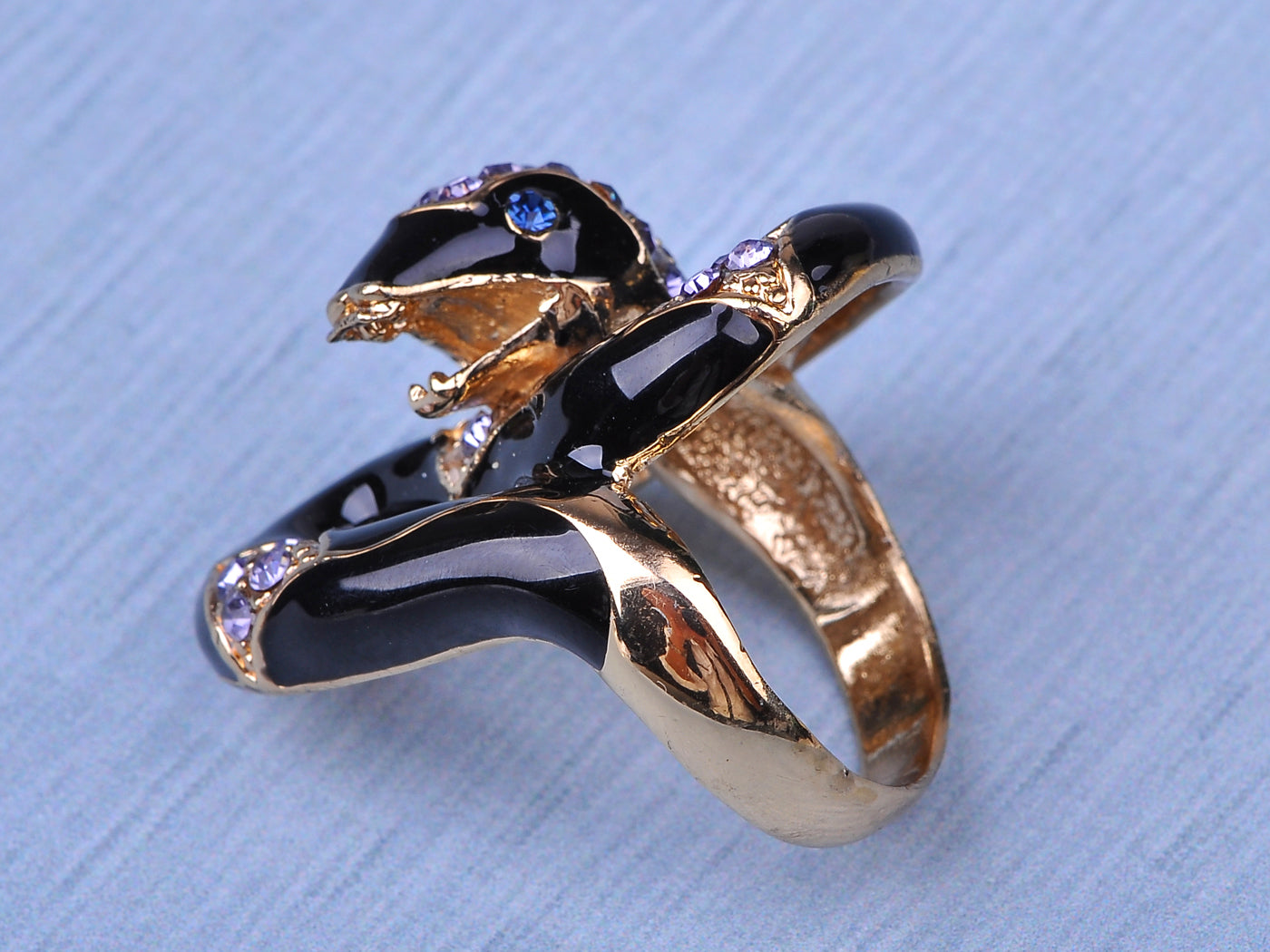 Black Gold Purple Wrap Around Snake Statement Rings