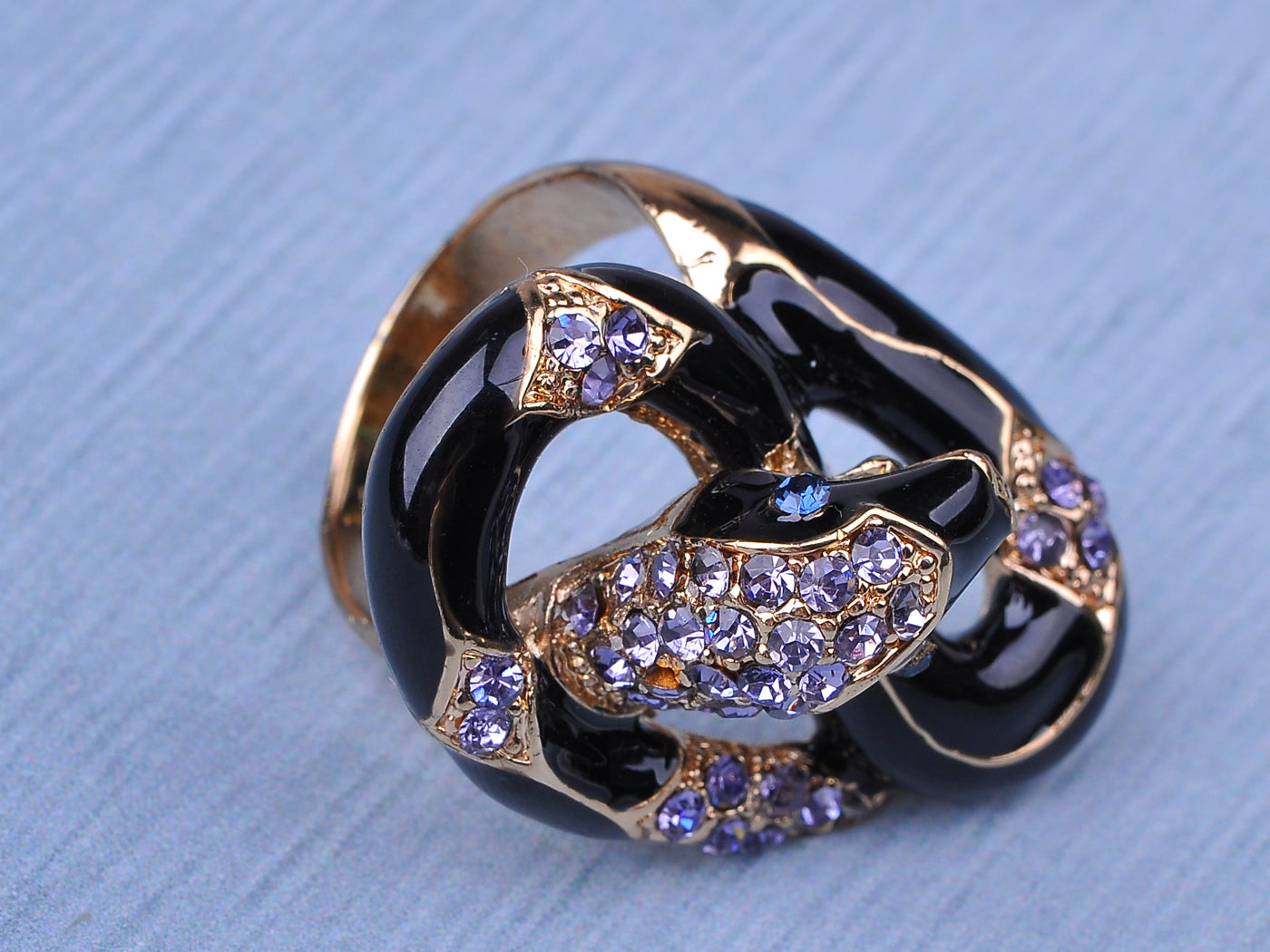 Black Gold Purple Wrap Around Snake Statement Rings