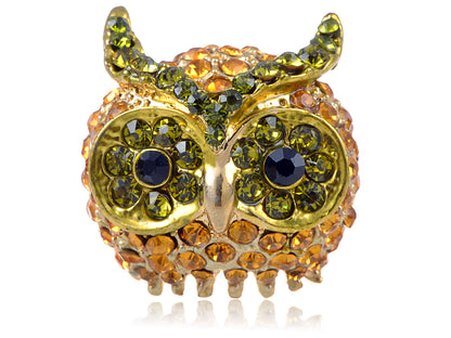 Glimmering Topaz & Lime Big Headed Owl Ring