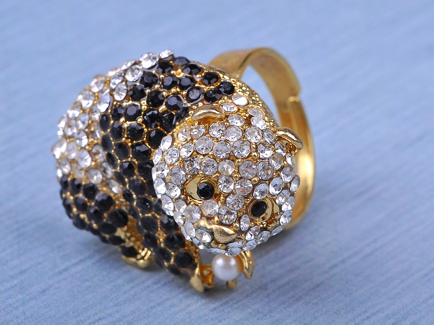 Yellow Pearl Panda Bear Ring