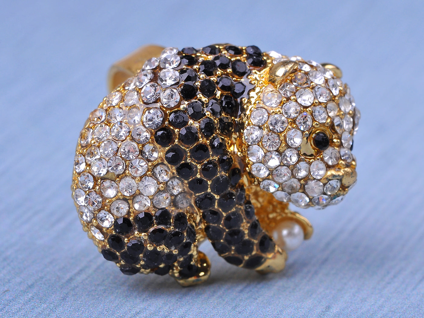 Yellow Pearl Panda Bear Ring