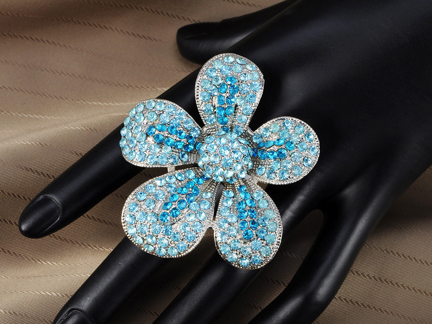 Delphinium Deep Ocean Blue Jewelry Flower Ring
