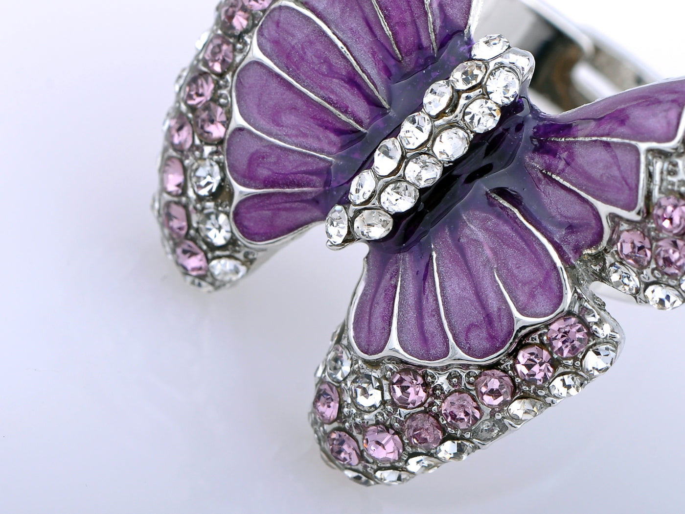 Butterfly Purple Enamel Amethyst Spring Ring