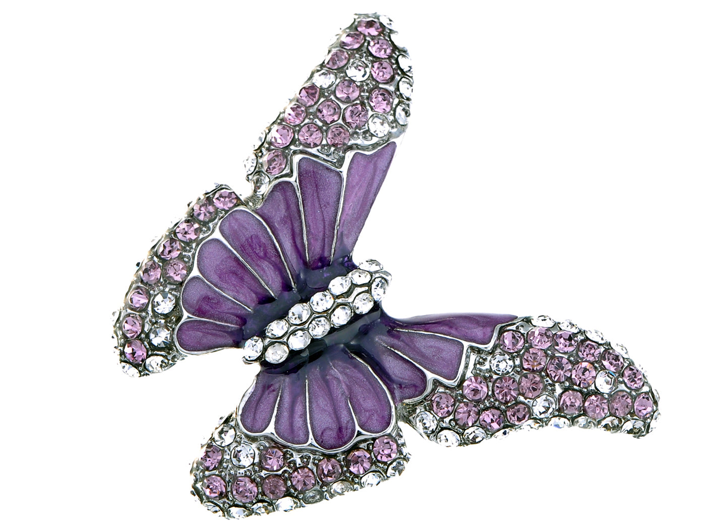Butterfly Purple Enamel Amethyst Spring Ring