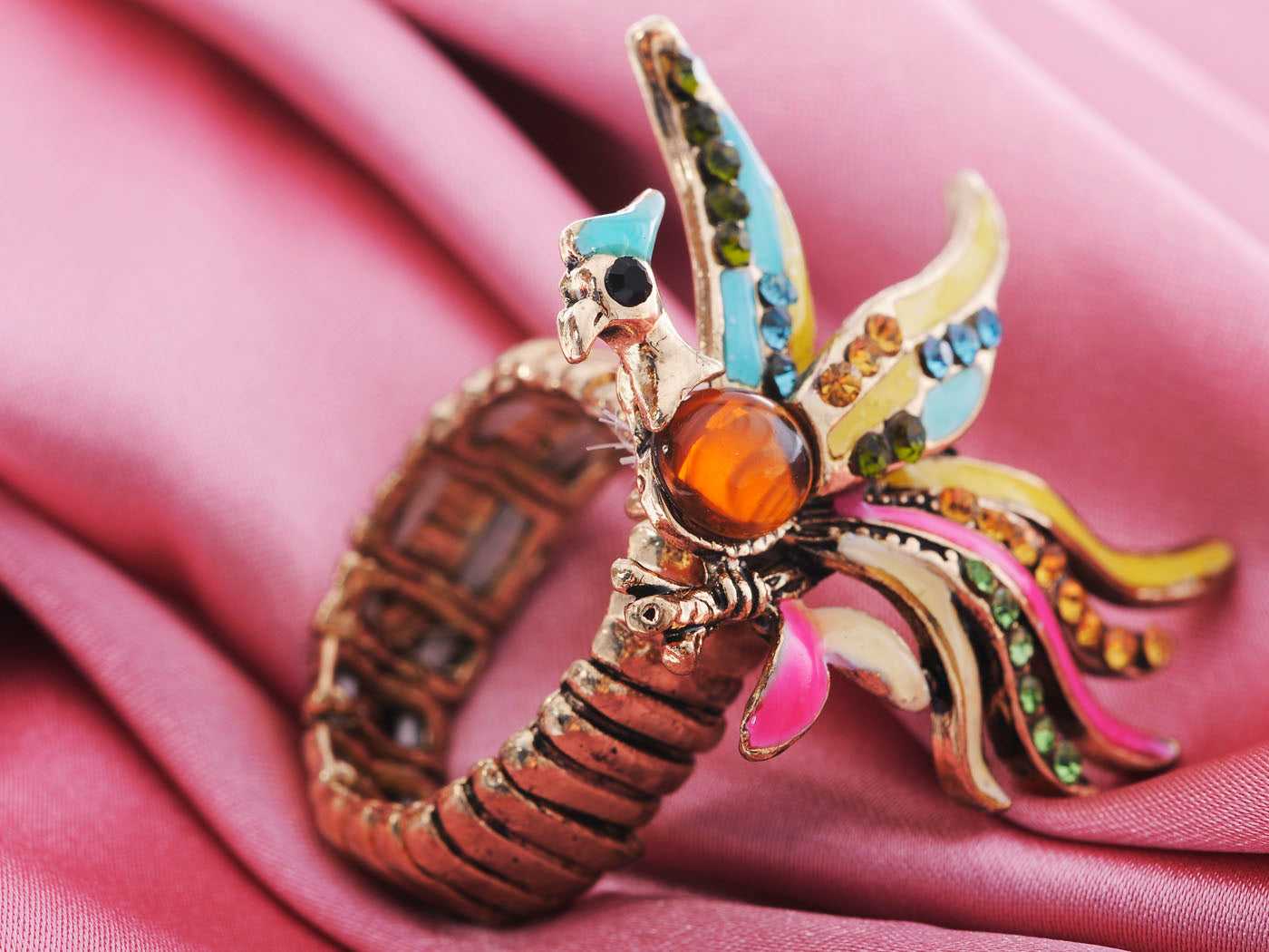 Antique Multicolored Colorful Phoenix Bird Ring