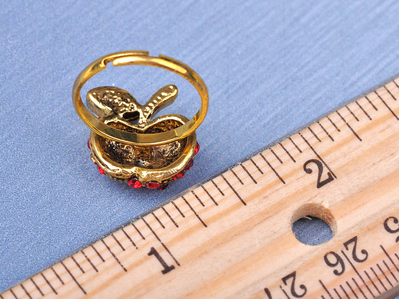 Gold Red Snow White Apple Fruit Leaf Ring