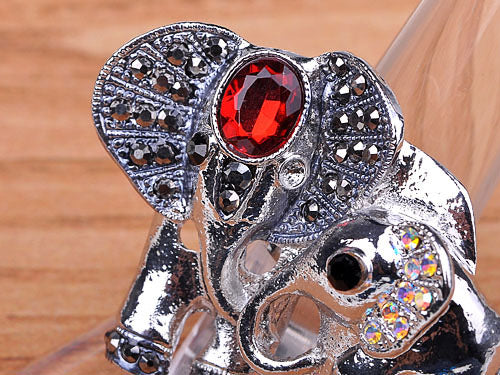 Lovely Mother Family Ruby Elephant Ring