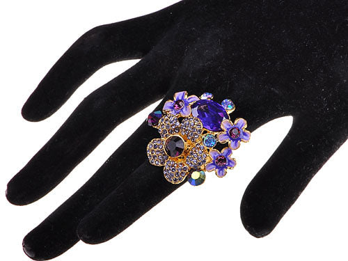 Amethyst Cluster Tropical Hawaiian Flower Ring