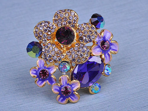 Amethyst Cluster Tropical Hawaiian Flower Ring