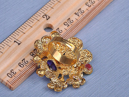 Amethyst Cluster Tropical Hawaiian Flower Ring