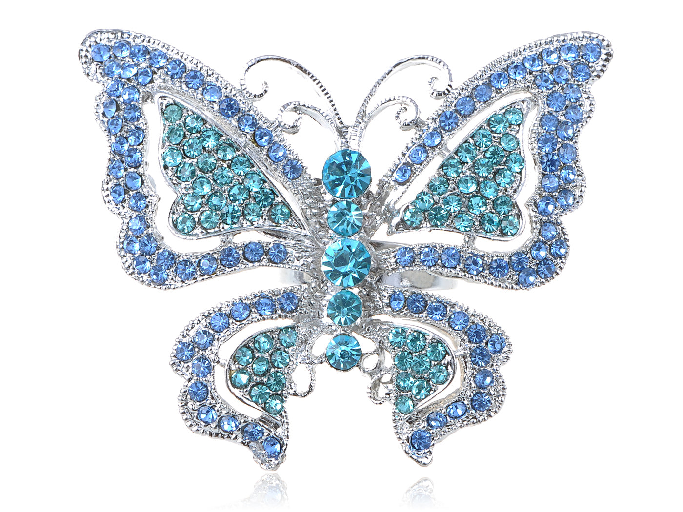 Sapphire Blue Colored Butterfly Ring