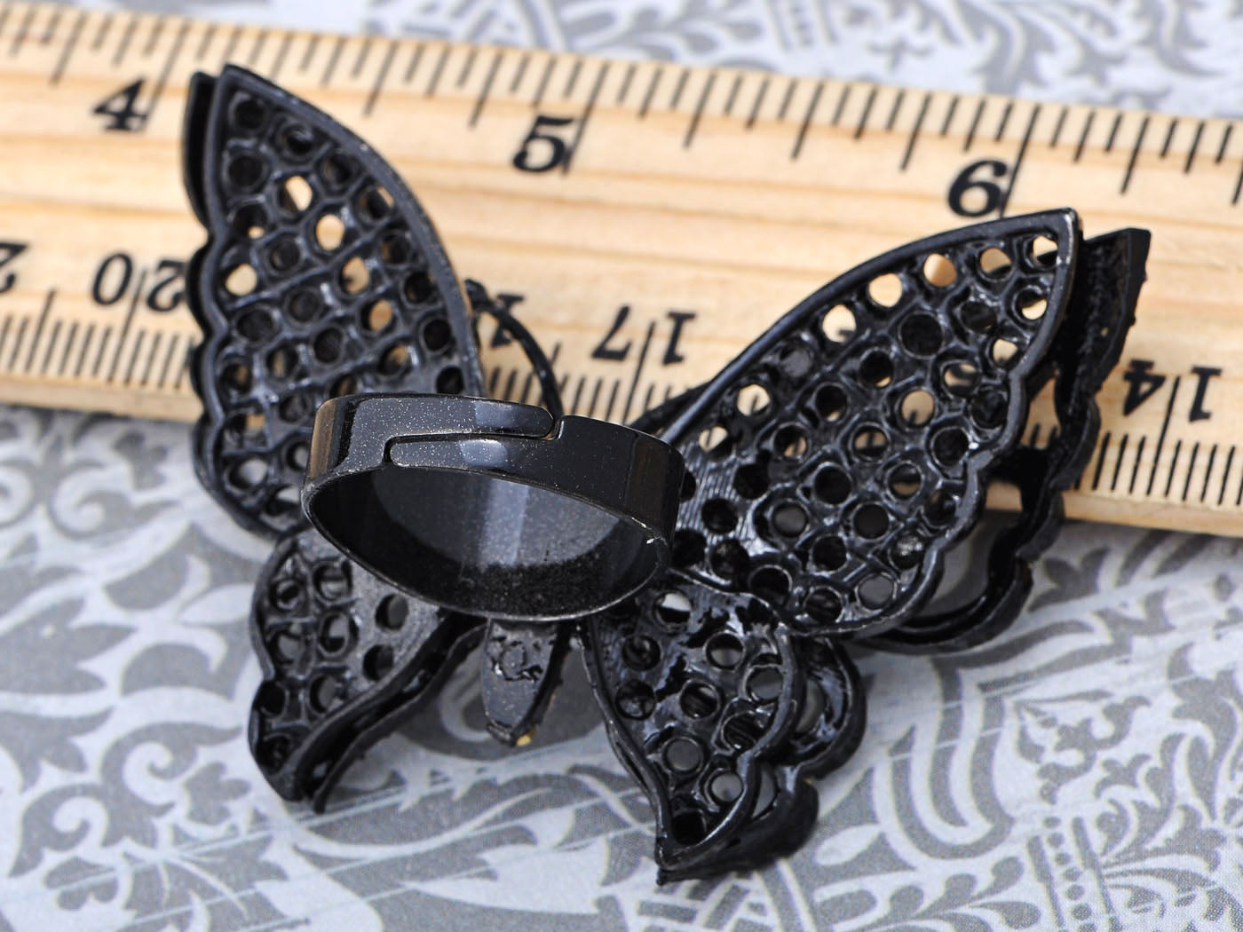 Pink Sparkle Enamel Wing Body Butterfly Ring