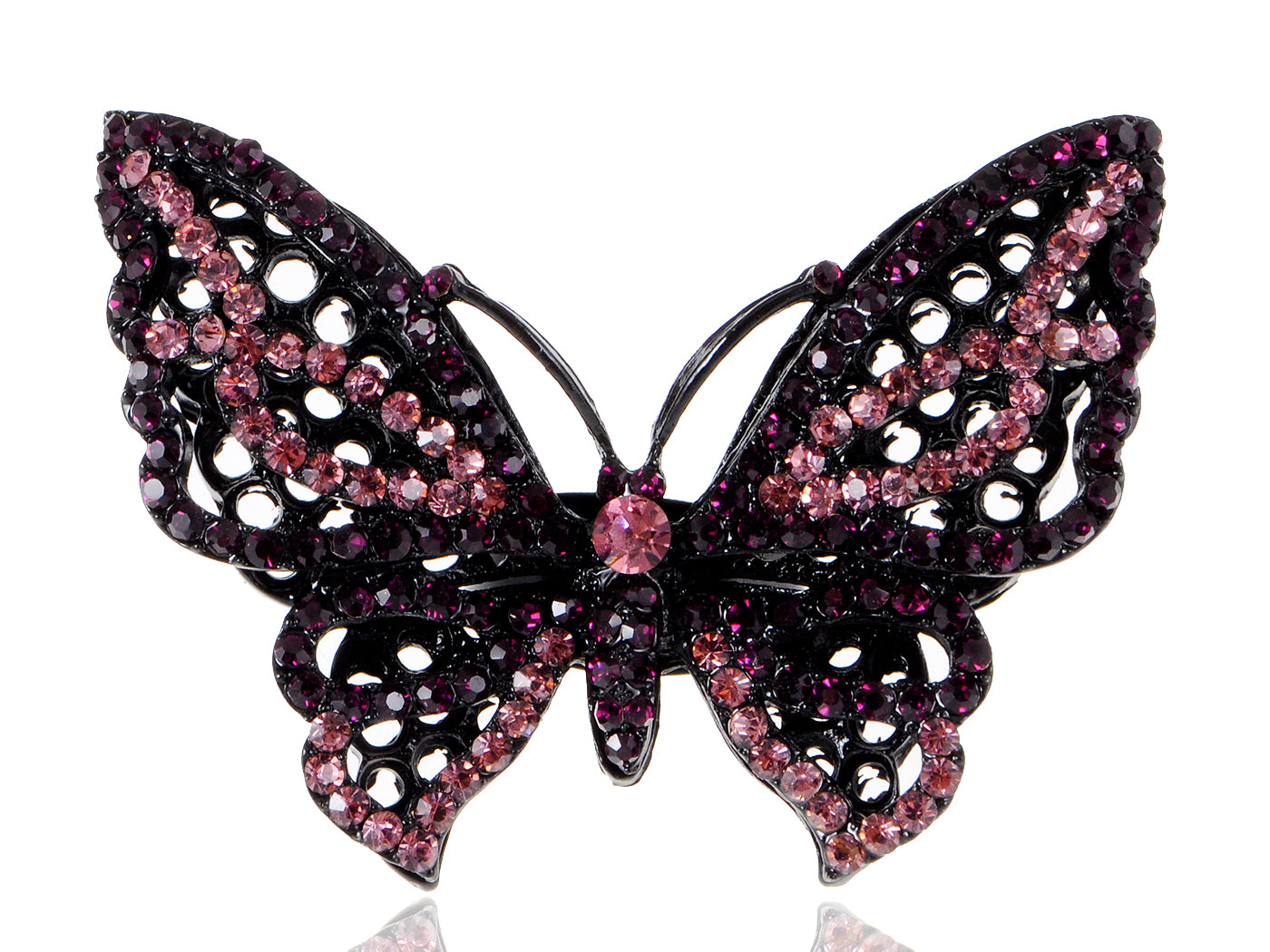 Pink Sparkle Enamel Wing Body Butterfly Ring