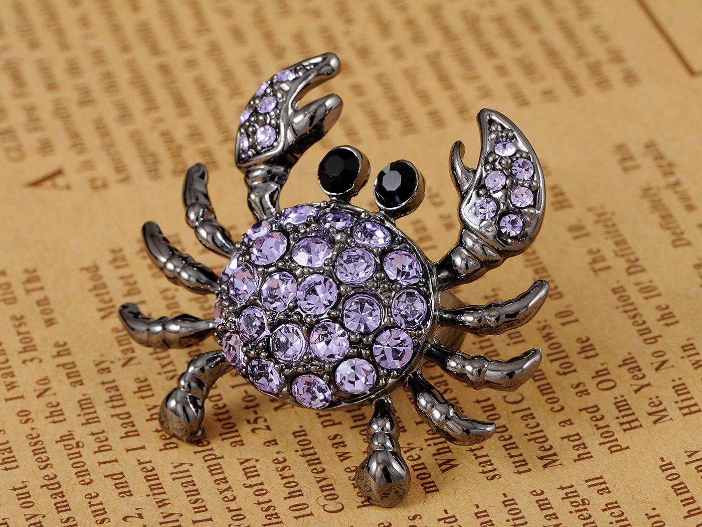 Lavender Fun Sea Claws Purple Amethyst Crab Ring