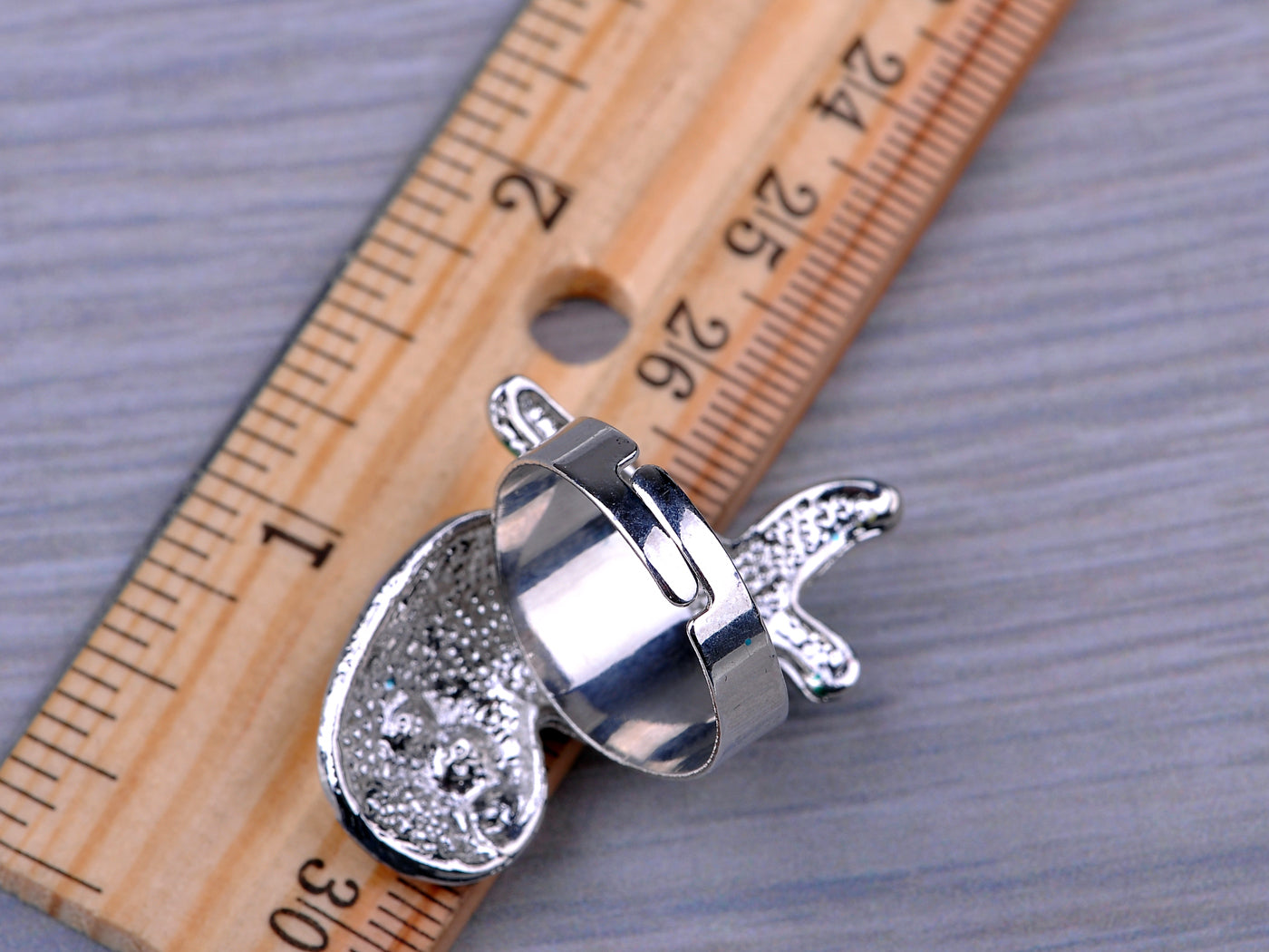 Abstract Green Eye Enamel Encrusted Owl Perch Ring