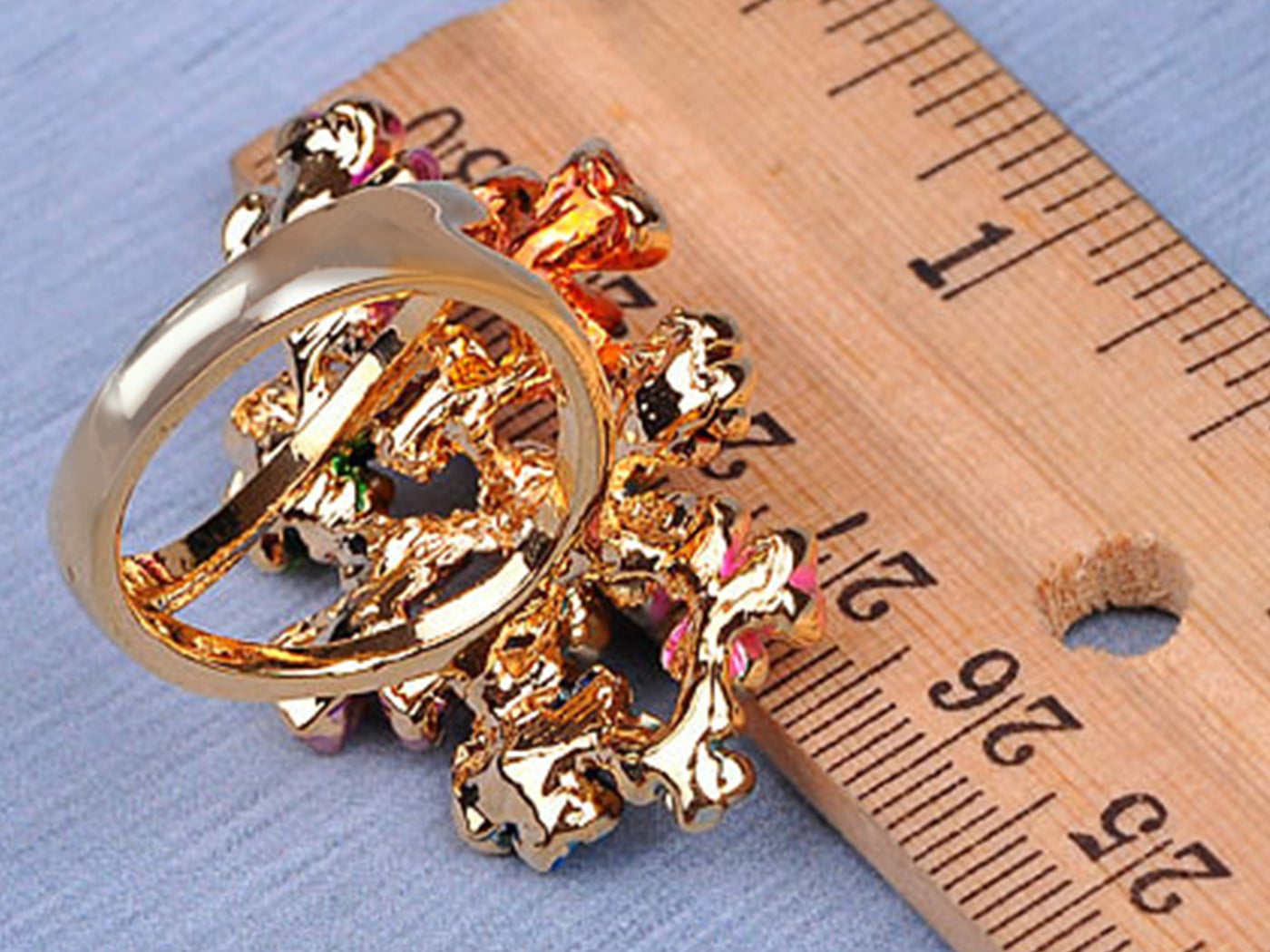 Purple Spring Floral Flowers Ladybug Ring