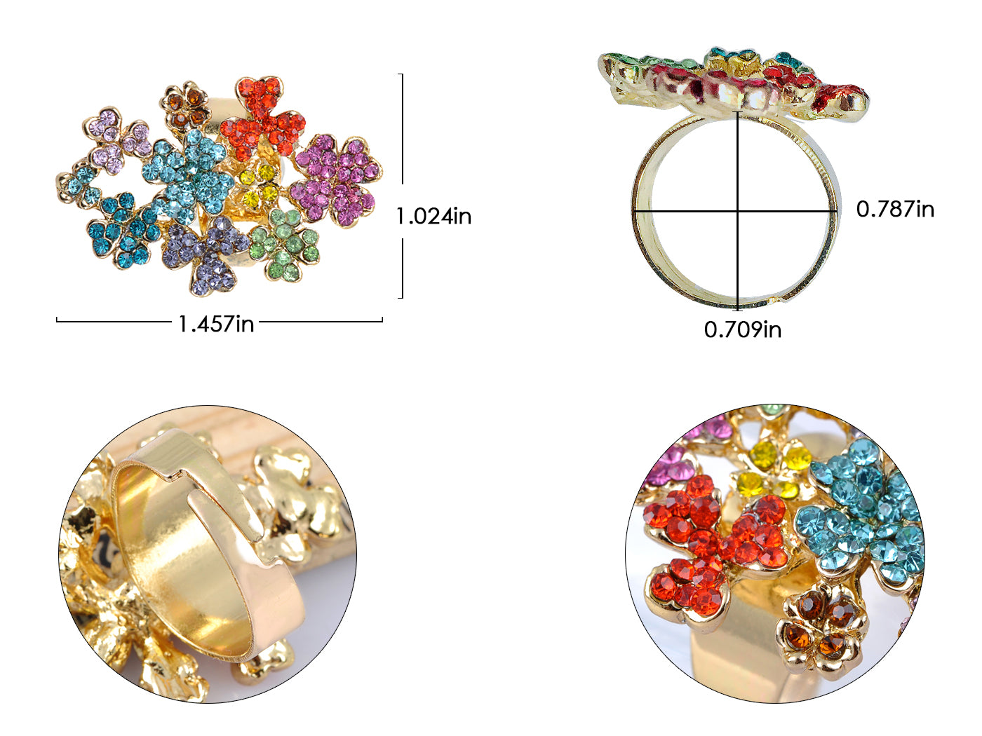Purple Spring Floral Flowers Ladybug Ring - ALILANG.COM