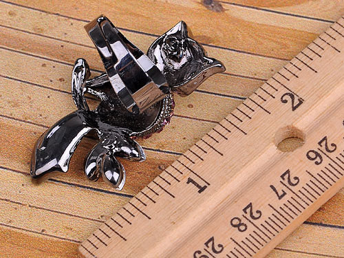 Gun Magenta Pink Light Rose Owl Ring