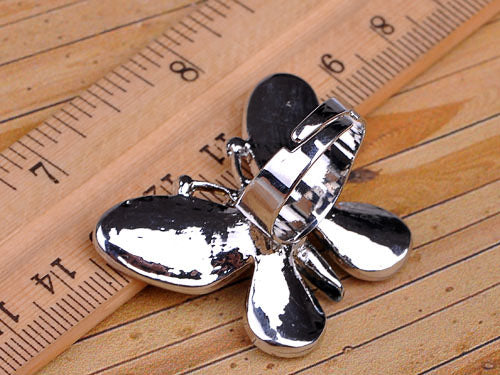 White Sapphire Blue Opal Butterfly Ring