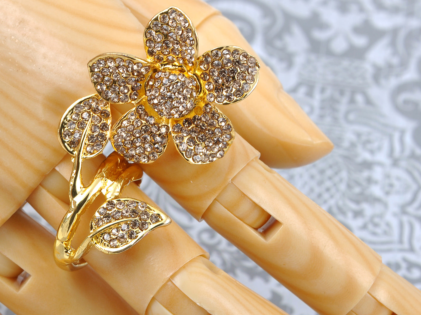 Two Fingers Daisy Topaz Smokey Light Flower Ring - ALILANG.COM