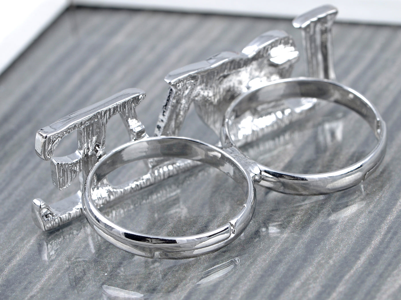 Love Heart Letter I Luv You Lover Double Finger Knuckle Ring