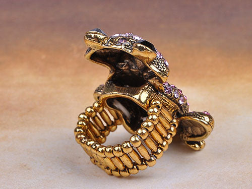 Antique Pink Curious Frog Toad Ring