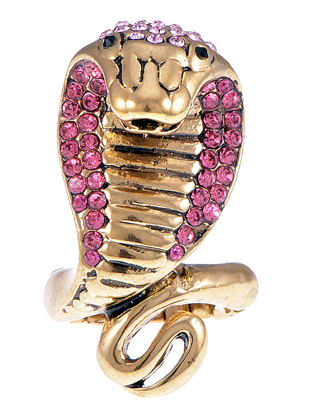 Striking Egyptian Curse Viper Cobra Rose Pink Ring