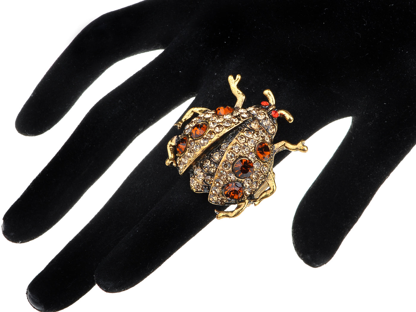 Antique Light Topaz Colored Ladybug Ring